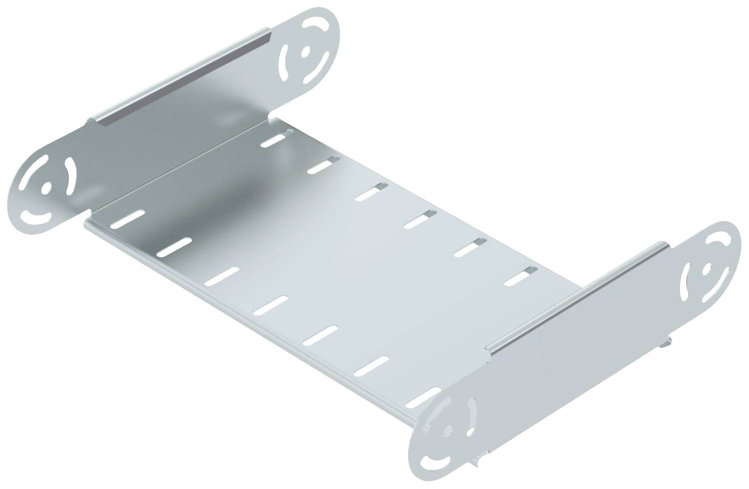 Metallwinkelhalterung mit Schlitzen und Lochmuster, eignet sich zur Befestigung von Regalen oder ähnlichen Strukturen.