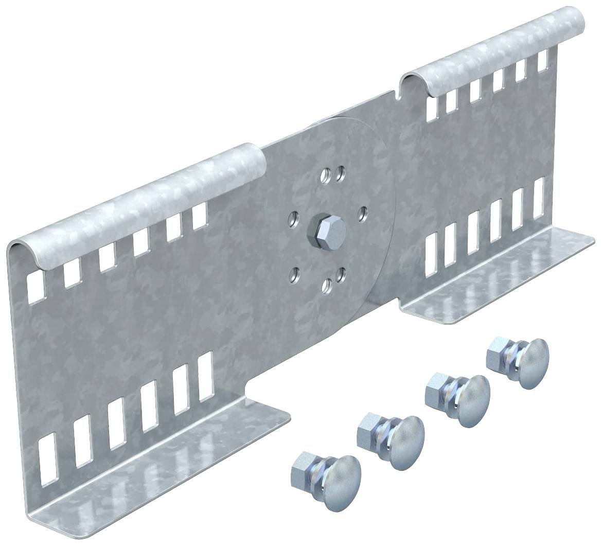 Metallische Befestigungshalterung mit mehreren Schrauben zur Montage. Ideal für strukturelle Anwendungen im Bauwesen.