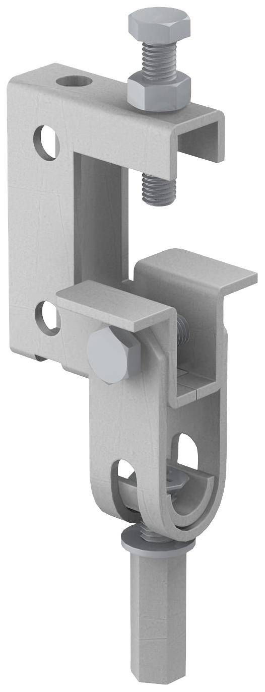 Befestigungswinkel mit Schrauben und Muttern zum Zusammenfügen von Metallstrukturen, zeigt eine detaillierte technische Konstruktion.