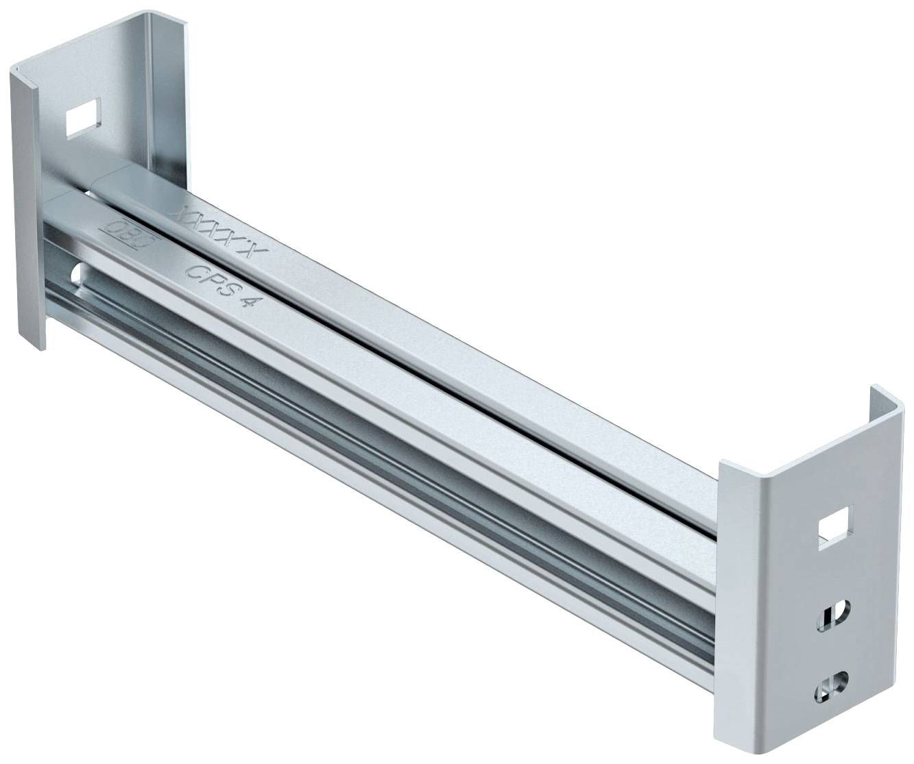 Metallrahmen mit seitlichen Befestigungslöchern, vermutlich zur Montage von elektronischen Geräten oder Schaltanlagen.