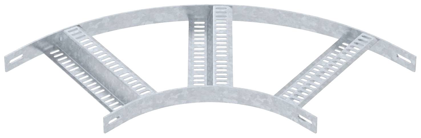 Metallene Kabeltragschiene mit gebogenem Design und Lüftungsschlitzen, geeignet zur Installation und Organisation von Kabeln.