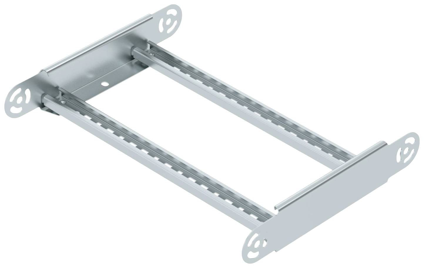 Metallbeschlag zum Schwenken von Möbelteilen, bestehend aus zwei Schienen und Befestigungsplatten an den Enden.