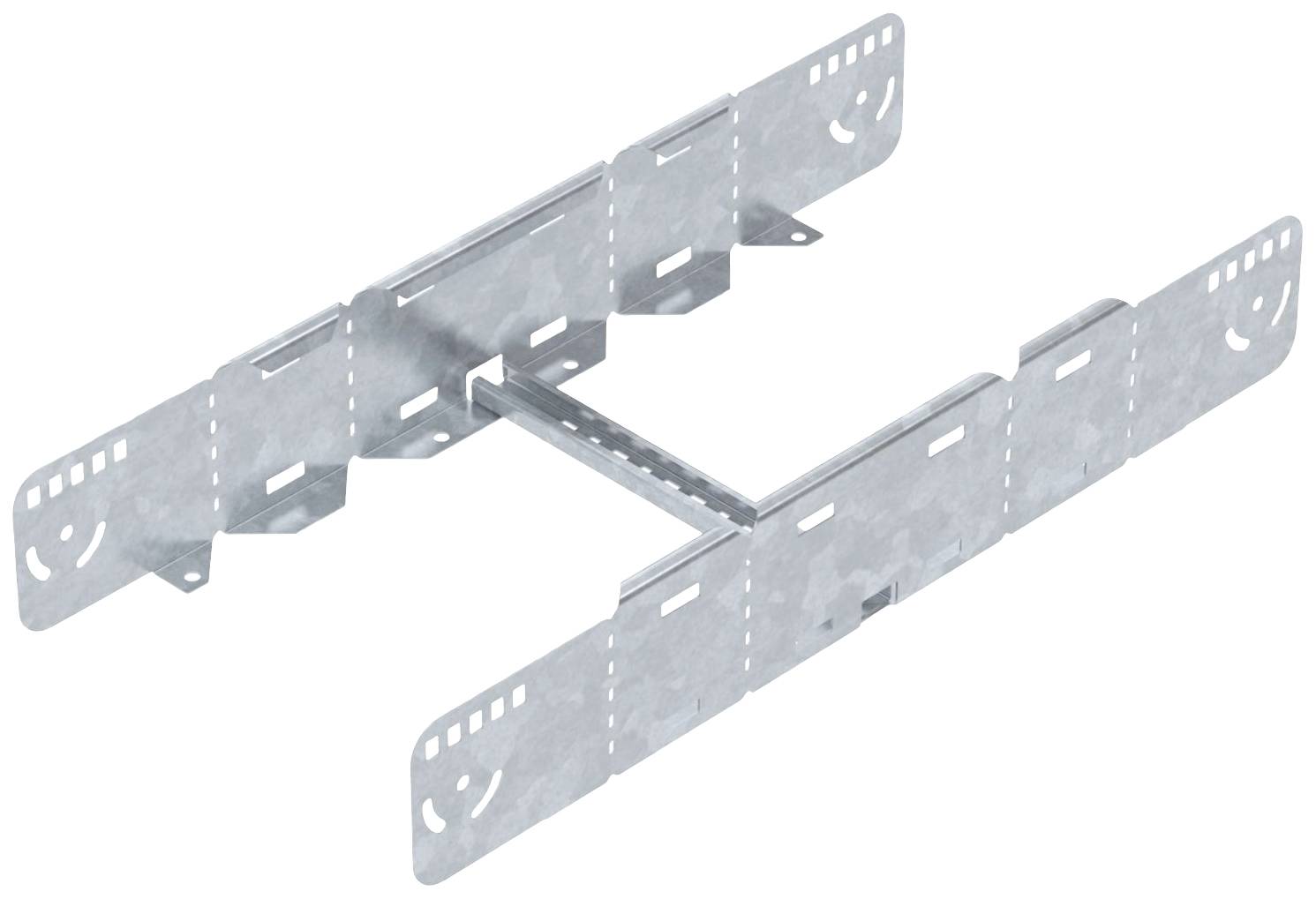 Metallschiene mit mehreren Perforationen, die zur Befestigung oder Stabilisierung in Bauanwendungen verwendet wird.