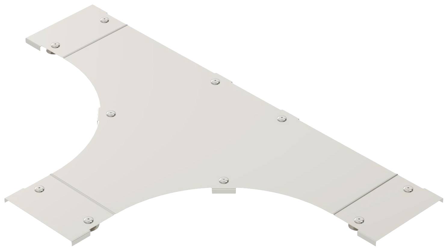 Metallverbindungselement in T-Form mit Schrauben. Verwendet zur Stabilisierung oder Verbindung von Strukturen in Bauprojekten.