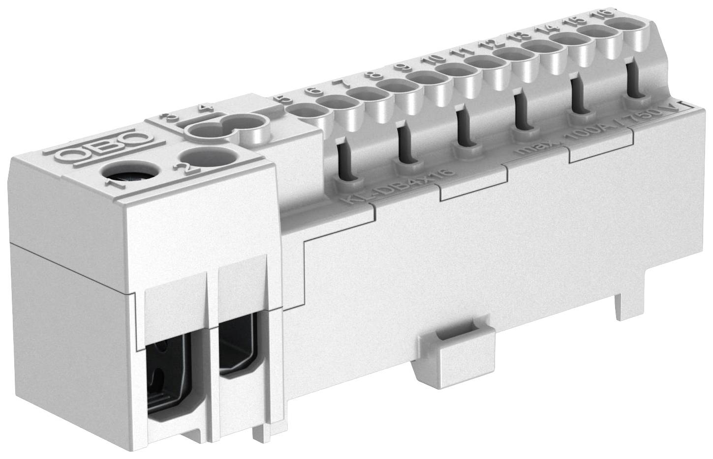 Steckverbinderblock mit nummerierten Anschlüssen von 1 bis 14, geeignet für elektrische Verbindungen und Kabelmanagement.