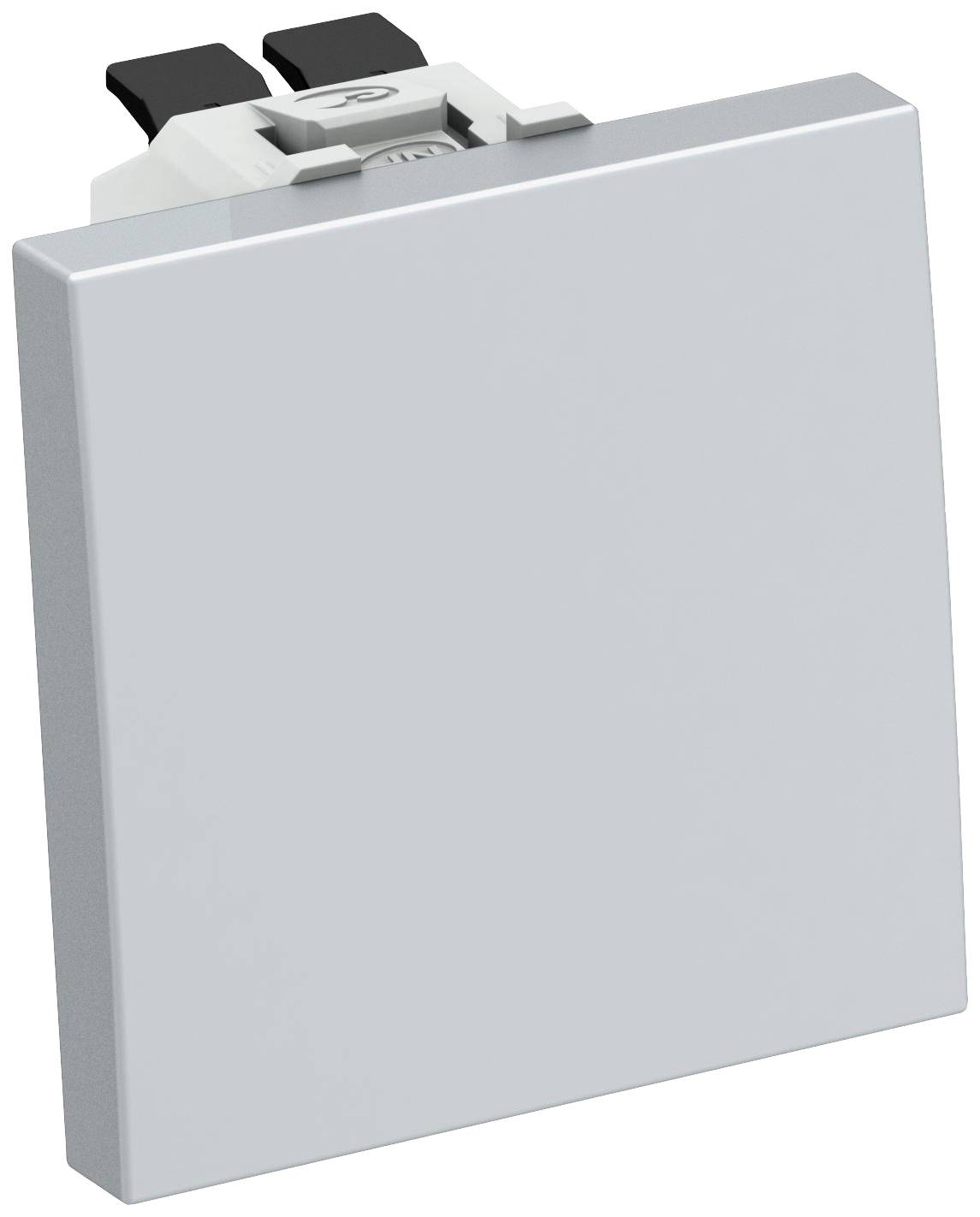 Grauer Kippschalter mit zwei schwarzen Hebeln oben und einem weißen Gehäuse, geeignet zur Steuerung elektrischer Geräte.