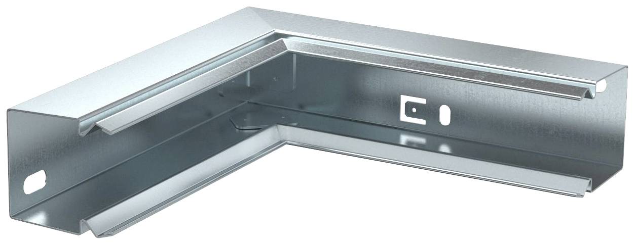 Metallwinkel mit rechteckiger Form, zwei Löchern zur Befestigung und einem eingestanzten Symbol in der Mitte, auf weißem Hintergrund.