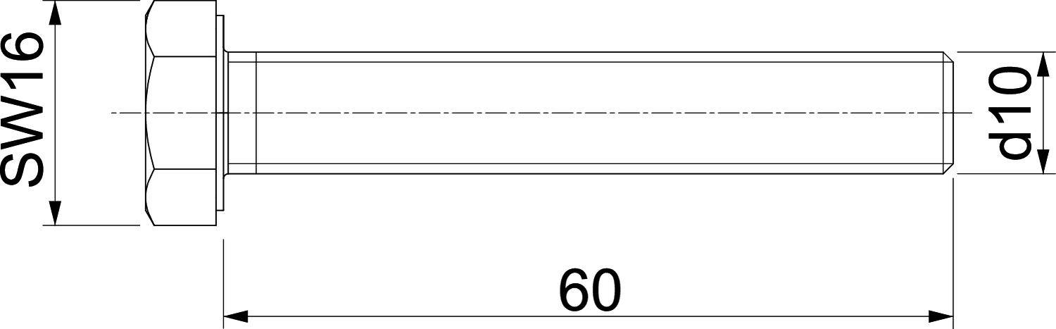 OBO Bettermann DIN933 M10x60V4A 3156035 Sechskantschraube 10mm 60mm Stahl nicht rostend 50St.
