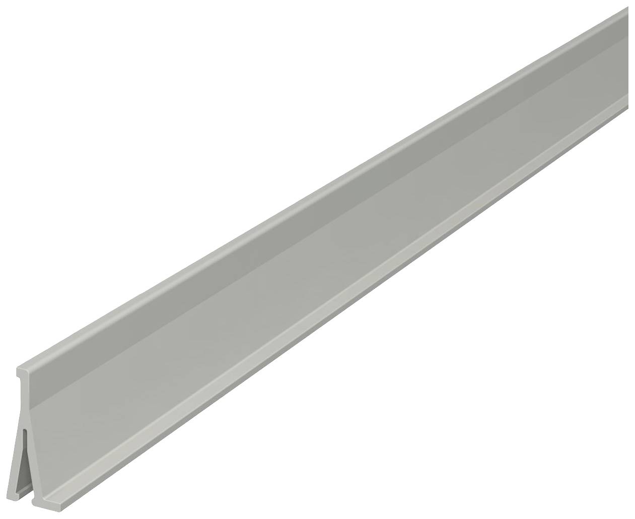 Eine silberne, längliche Metallschiene mit einem L-förmigen Profil. Sie dient zur stabilen Befestigung oder Abdeckung in Bau- und Konstruktionsprojekten.