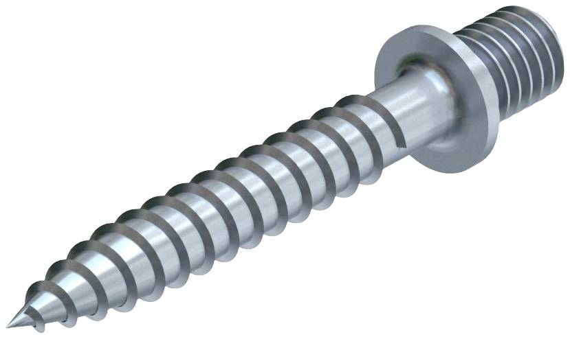 Metallschraube mit durchgehendem Gewinde und einem spitzen Ende.