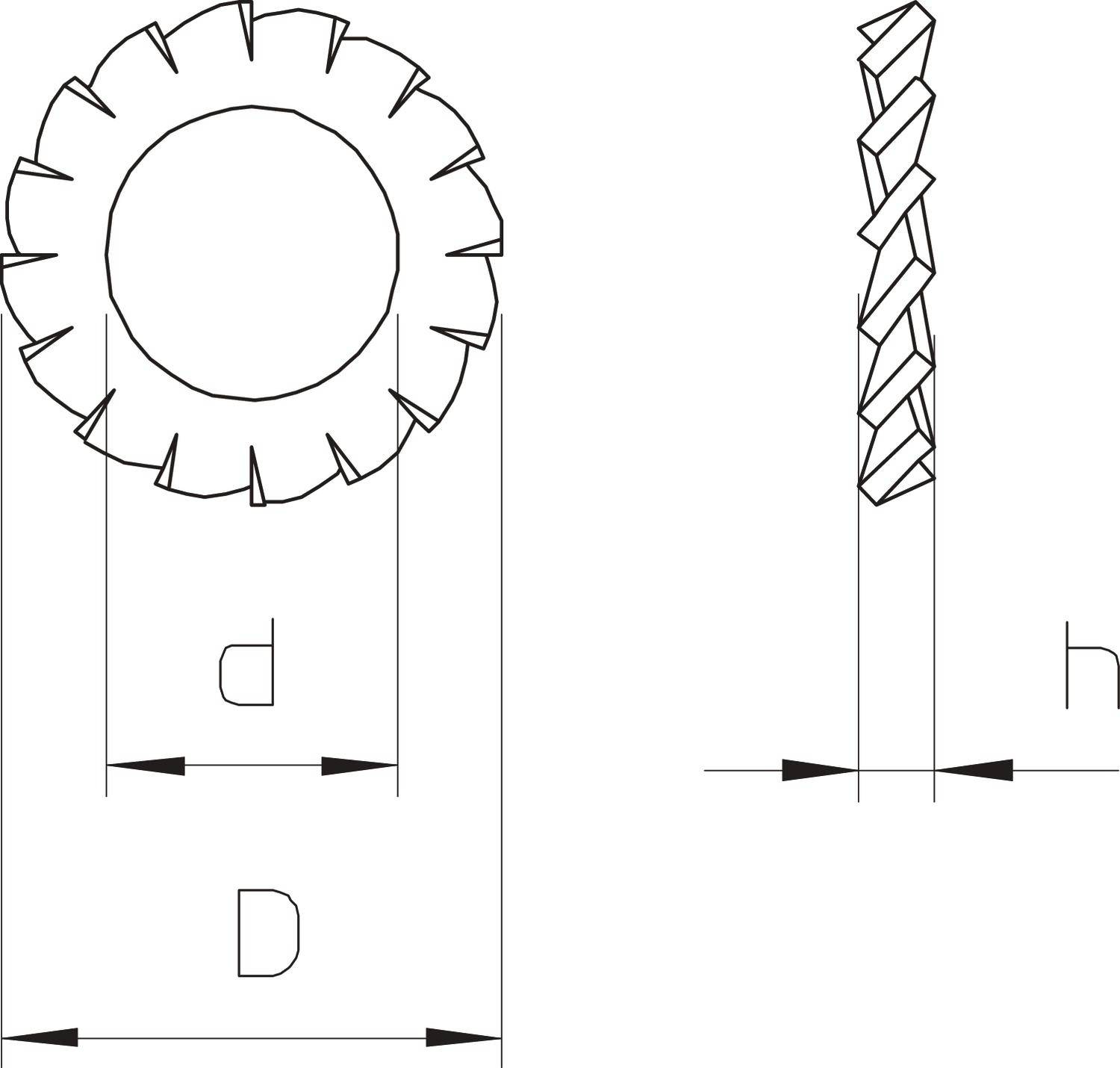 OBO Bettermann DIN 6798A M10G 3404102 Fächerscheibe Innen-Durchmesser: 10.5mm M10 DIN 6798 Stahl 100St.