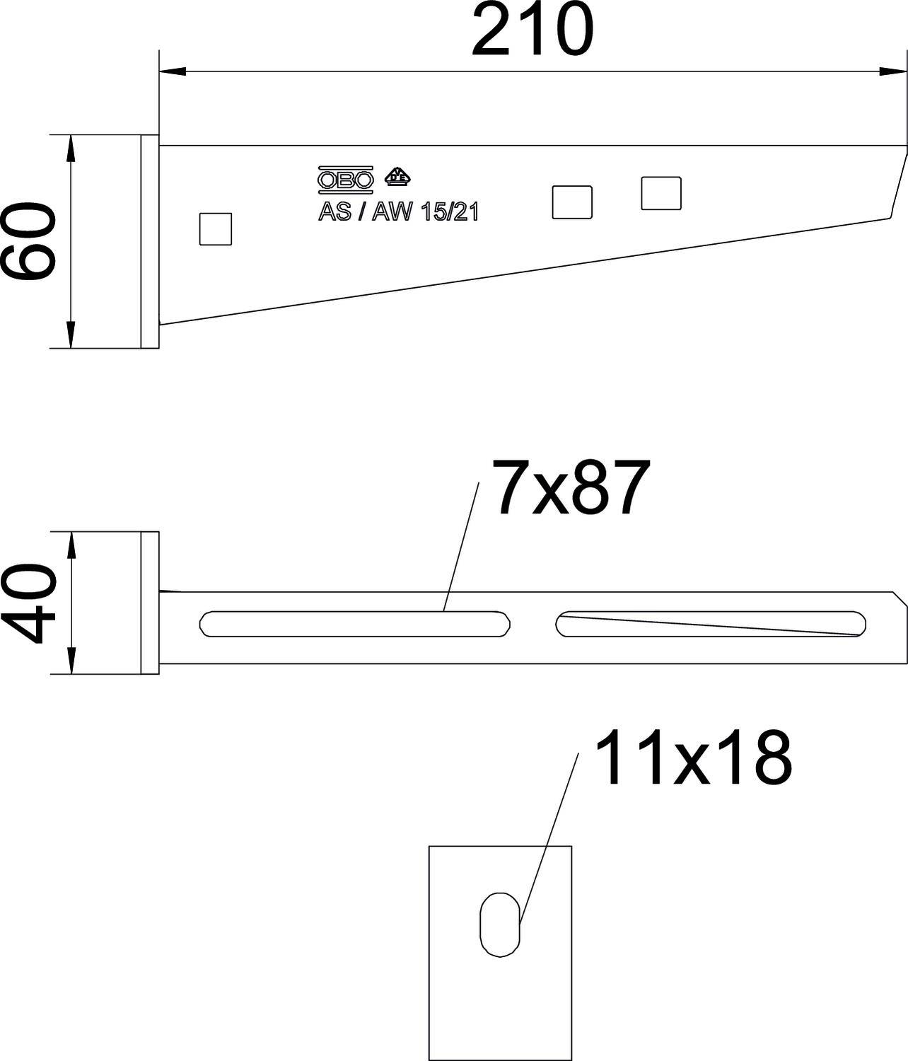 OBO Bettermann 6420680 Wand- und Stielausleger 1 St. Metall