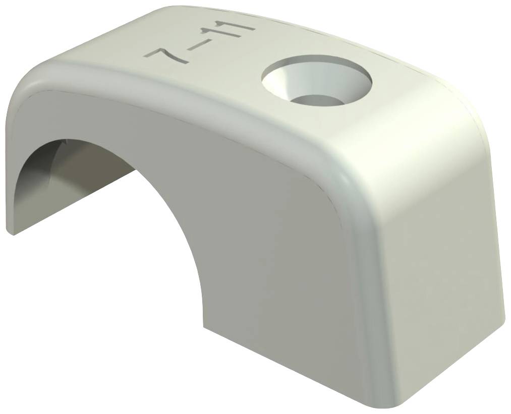 Metallklemme aus gebogenem Material mit einer Schraubenöffnung, geeignet für Befestigungen. Oberfläche glatt, Farbe metallisch silber.