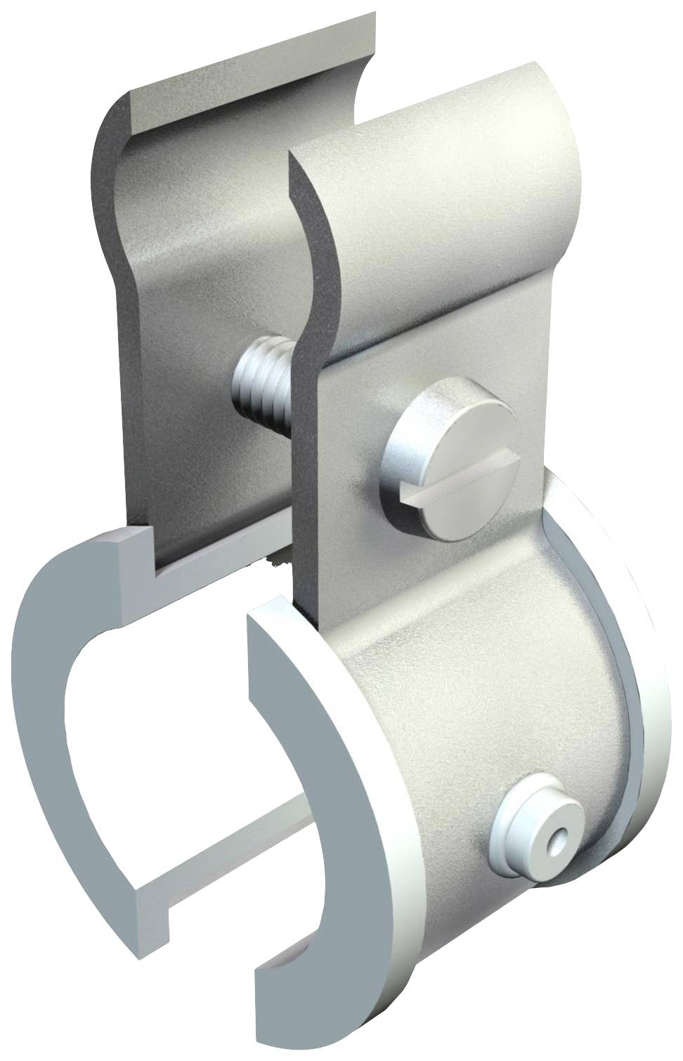 Metallverbindungselement mit Schraube, zeigt eine Halterung zur Befestigung von Bauteilen. Hauptsächlich eingesetzt in mechanischen Konstruktionen.