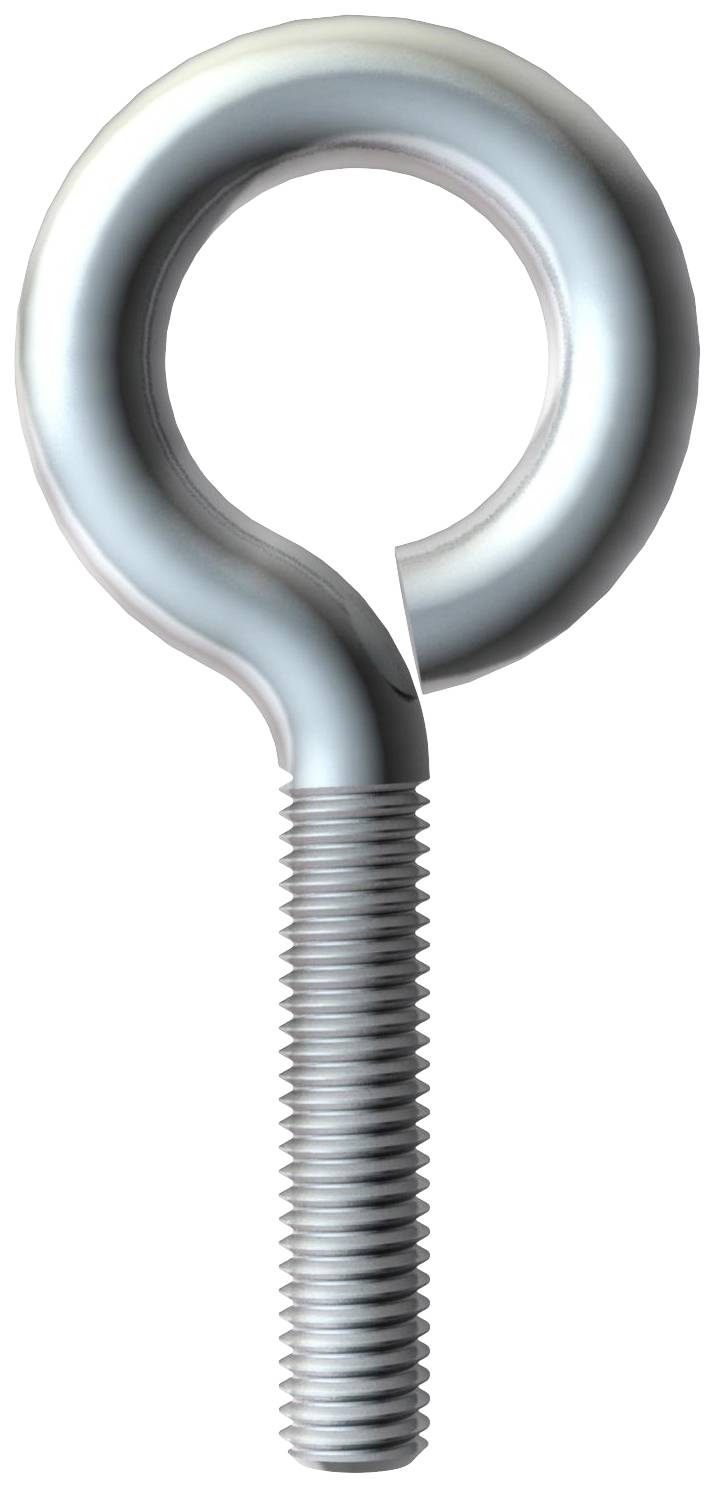 Ein Metall-Augbolzen mit Gewinde.