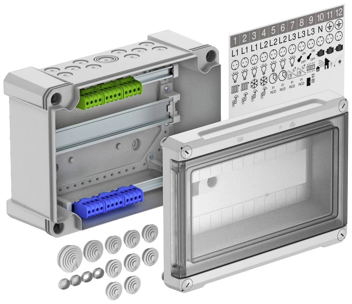 OBO Bettermann 2008812 SDB 12 PS Kleinverteiler Aufputz Anzahl Reihen = 1 Inhalt 1St.