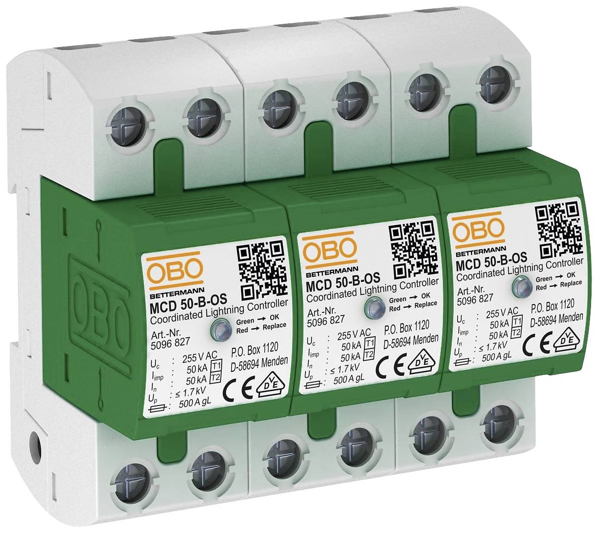 OBO Bettermann 5096835 MCD 50-B 3-OS Überspannungsableiter 50 kA 1St.