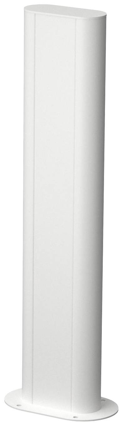 Weiße, rechteckige, vertikale Metallsäule mit abgerundeten Ecken und stabiler Basis. Verwendet als strukturelles Element oder Halterung.