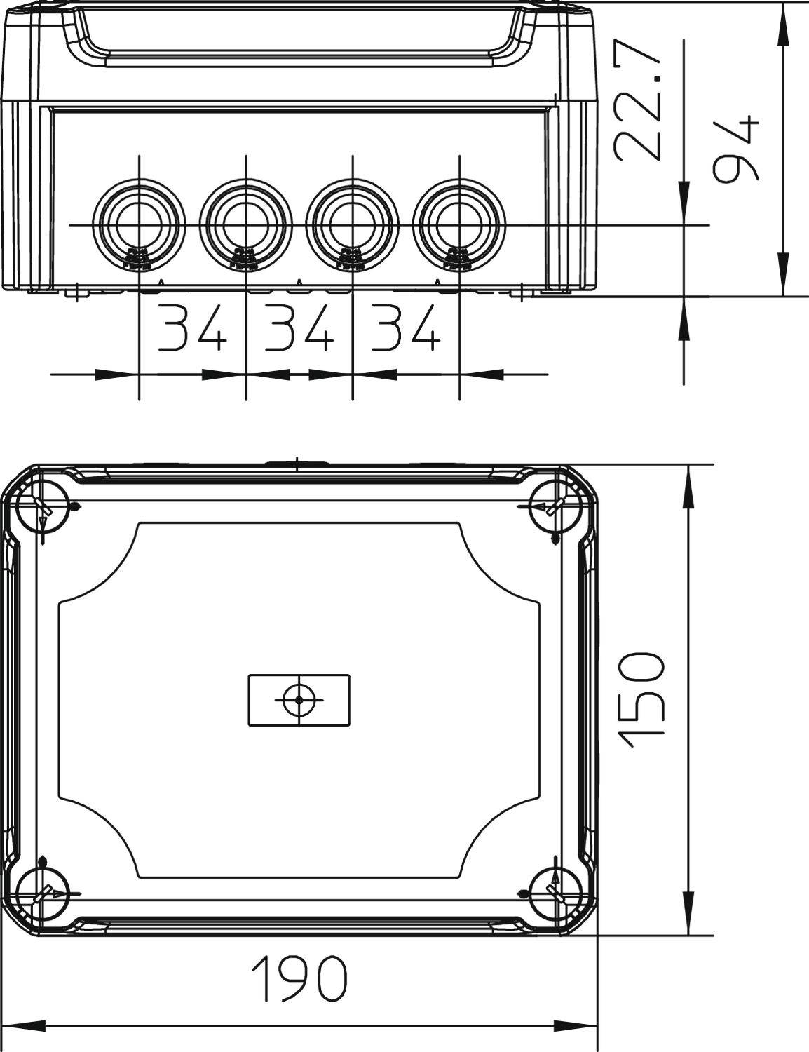 OBO Bettermann 2007714 Abzweigdose (L x B) 190mm x 150mm 1St.