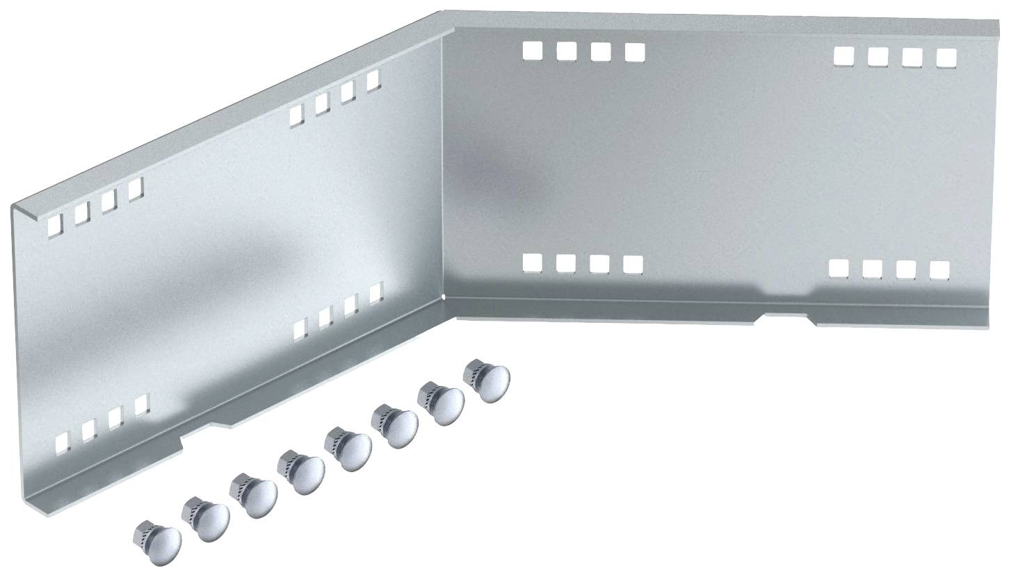 Metallwinkel mit sechs Schrauben auf weißem Hintergrund, vermutlich zur Befestigung in Bauprojekten oder für Möbelkonstruktionen.