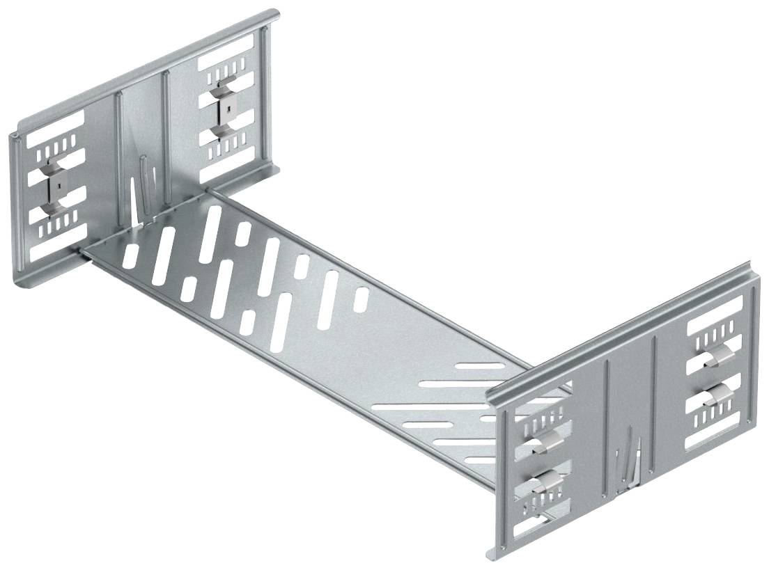 Metallschiene zur Befestigung von Geräten in einem 19-Zoll-Rack. Sie hat längliche Schlitze zur Anpassung der Geräteposition.