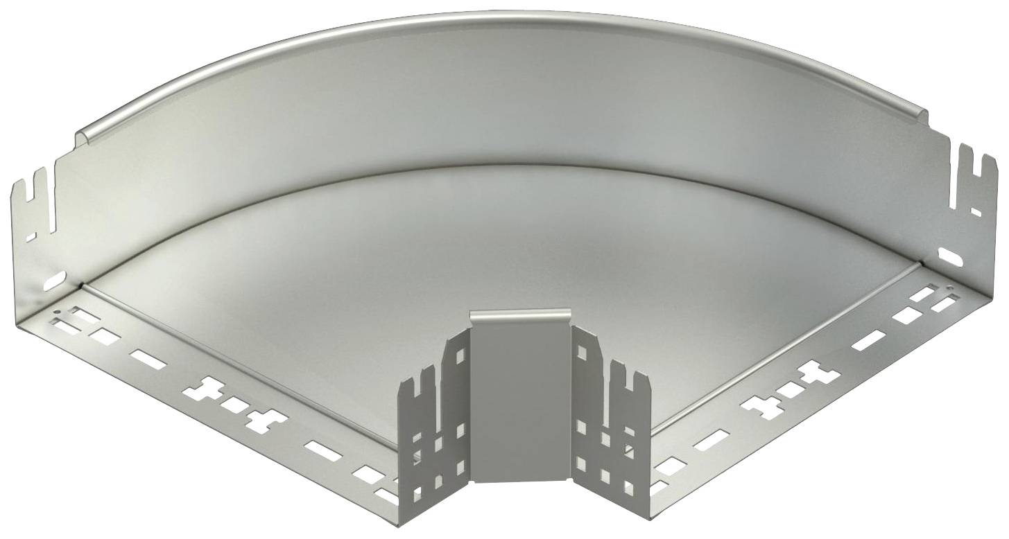 Metallischer Kabelkanal-Eckverbinder, silberfarben, zur Verbindung von Kabelkanälen in einem 90-Grad-Winkel, ohne sichtbare Kabel.