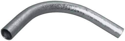 Ein silbernes, gebogenes Metallrohr, das leicht schimmert.