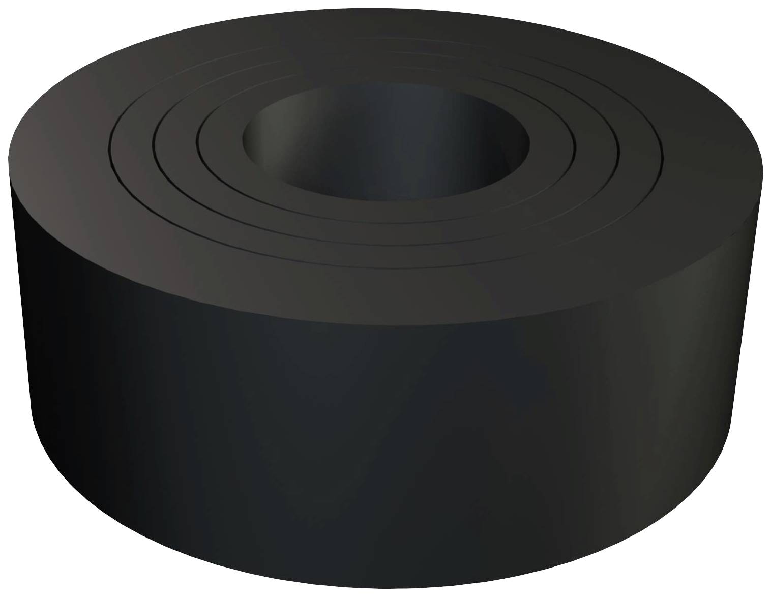 Ein großes, dickes schwarzes rollgeformtes Gummiband in Zylinderform, hauptsächlich für industrielle Anwendungen und Isolierungen.