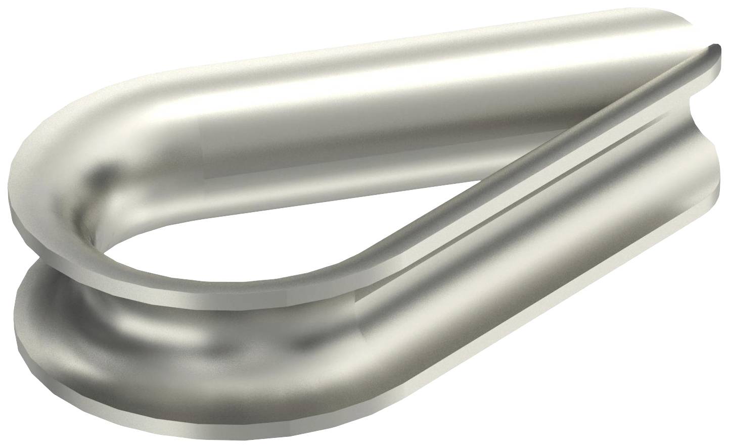 Metallischer Seilthimble in Tropfenform, dient als Verstärkung und Schutz für Seilaugen.