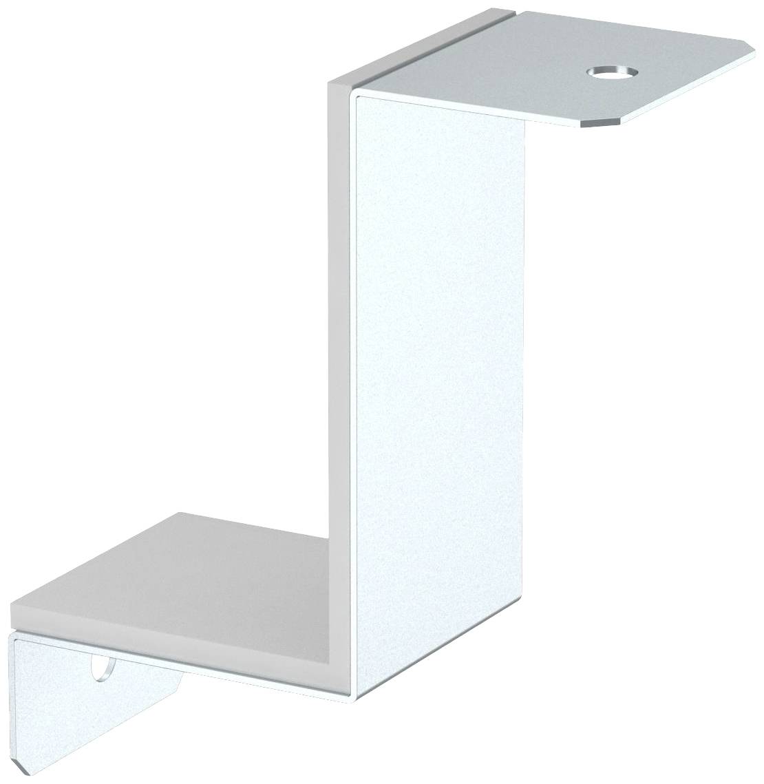 Metallwinkel in L-Form mit zwei Löchern zur Montage. Geeignet für Regale oder Möbelverbindungen.