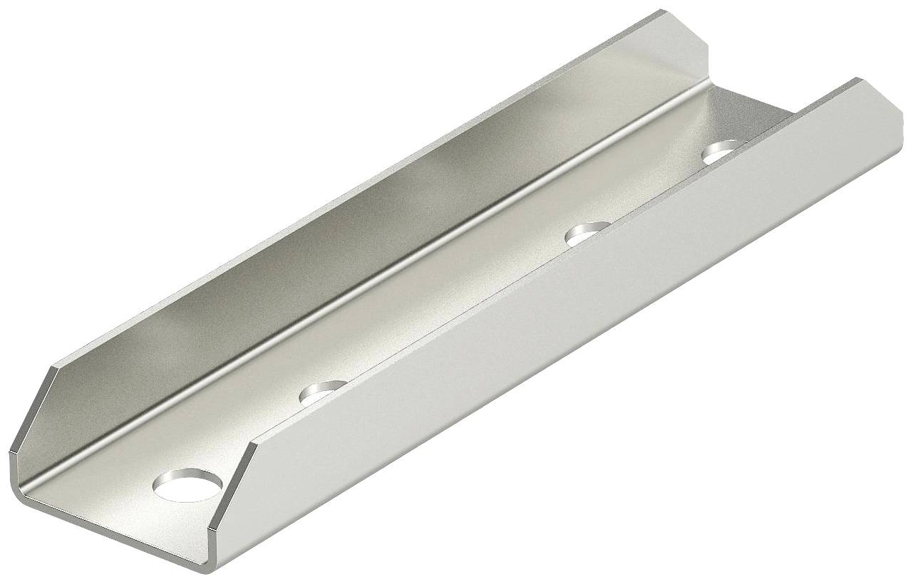 Metallwinkelprofil mit drei Bohrungen entlang der Mitte, ermöglicht Befestigung an Oberflächen, geeignet für Bauanwendungen.