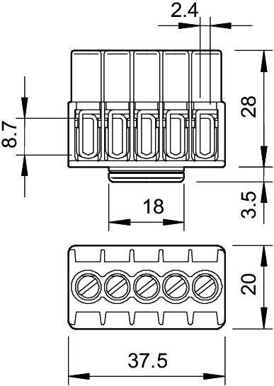 OBO Bettermann 2016180 KL-T 01-04 Klemmleiste flexibel: - starr: 1-4mm² Polzahl: 5 10 St. Grau