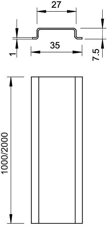 OBO Bettermann 2069 2M FS 1115626 Hutschiene ungelocht Stahl 2000mm 1St.