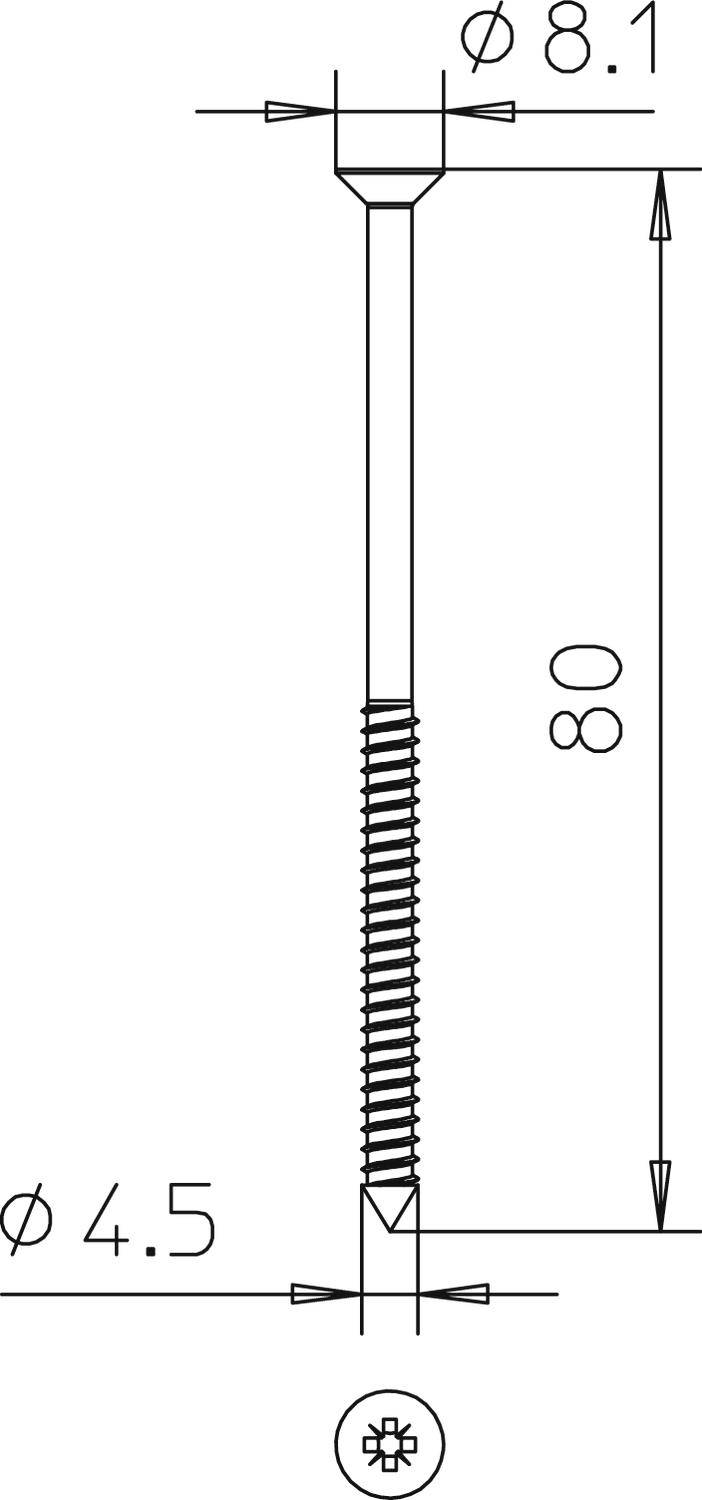 OBO Bettermann 7215412 Senkkopfschraube 4.5mm 80mm Kreuzschlitz Phillips Stahl verzinkt 50St.