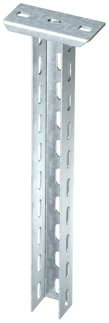 Metallener Montagewinkel mit geschlitztem Design und rechteckiger Basis, verwendet zur Befestigung oder Unterstützung von Strukturen.