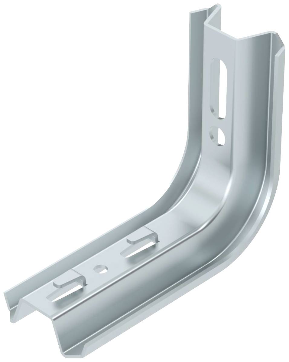 Metallwinkelhalterung aus silberfarbenem Stahl mit Befestigungsschlitzen und Löchern, geeignet zur Wand- oder Deckenmontage.