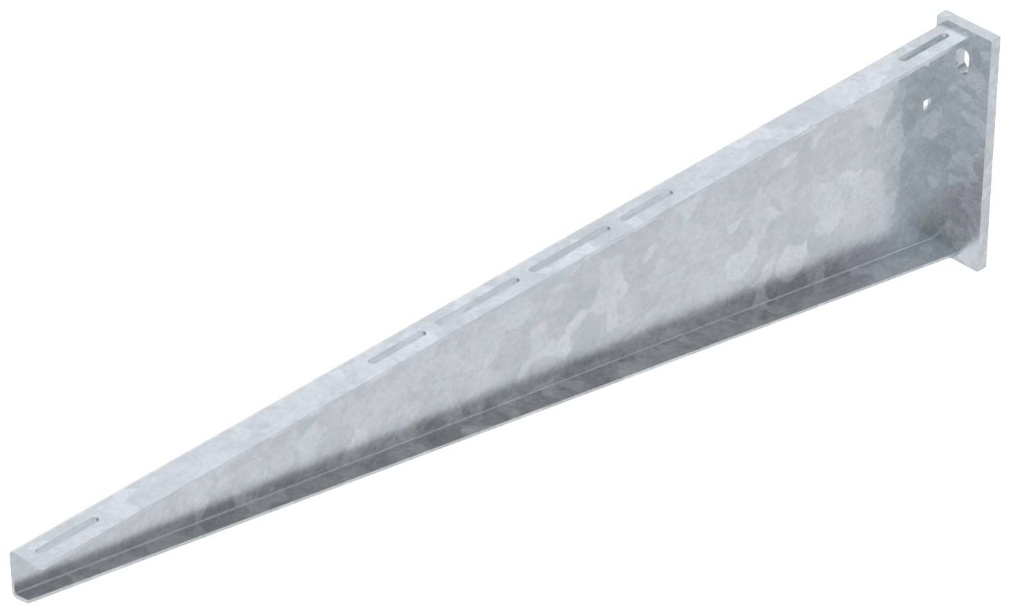 Metallischer Regalträger in Dreiecksform, zum Befestigen an Wänden, für robusten Halt und einfache Montage von Regalböden.