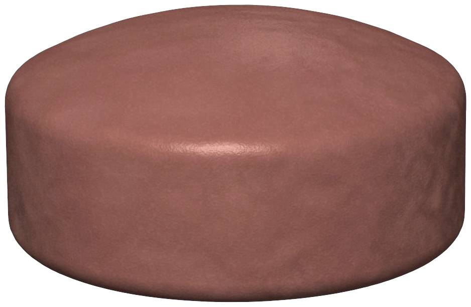 Brauner, zylindrischer Hocker ohne Beine, mit glatter Oberfläche.