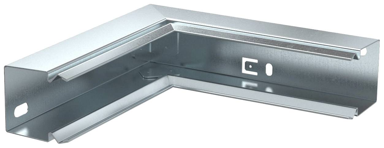 Ein L-förmiger, metallischer Schieneckverbinder, häufig für Konstruktionen verwendet, zeigt Bohrlöcher zur Befestigung an.