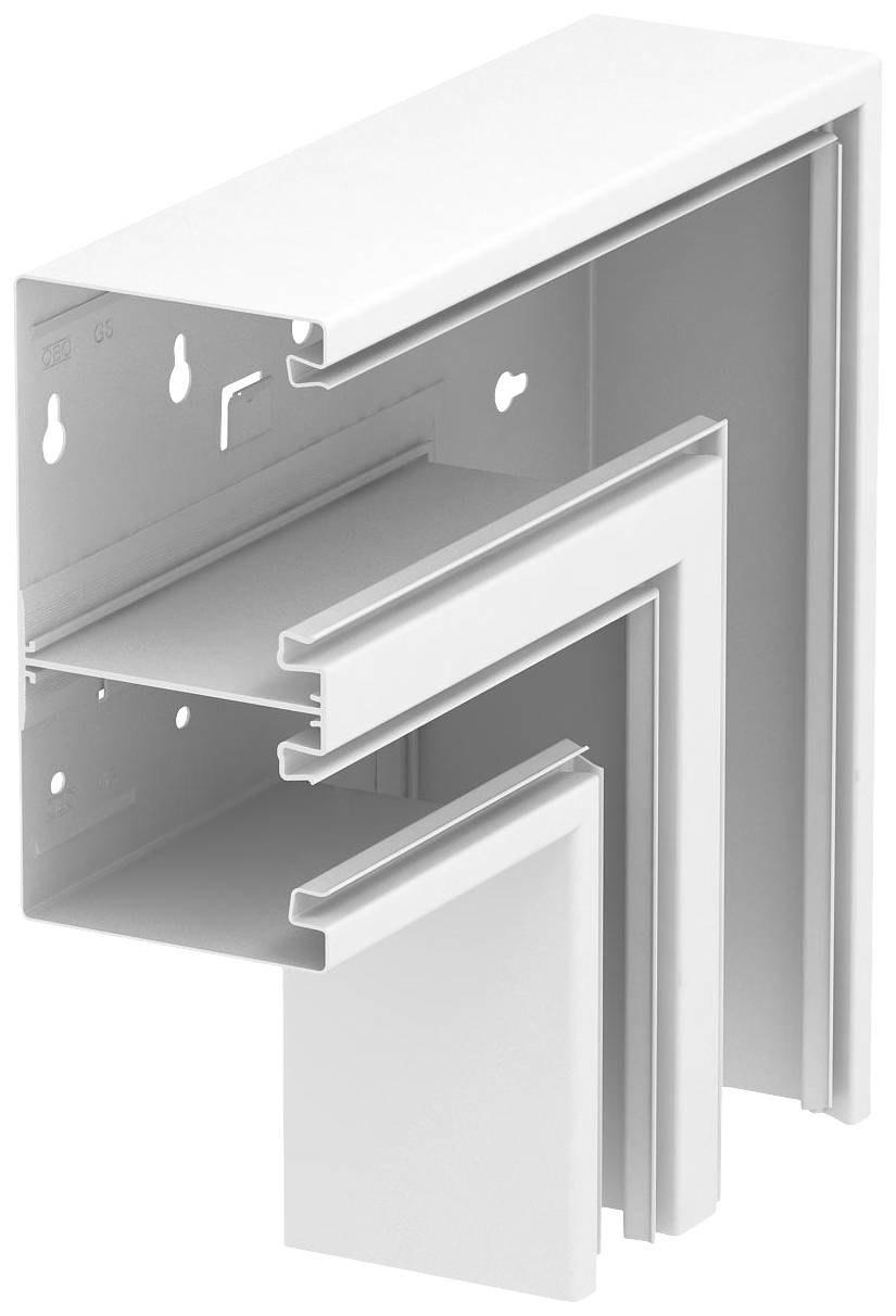 Weiße Metallverkleidung in L-Form, die in verschiedenen Größen ineinander gesteckt ist. Eignet sich für Eckverbindungen und Abdeckungen.