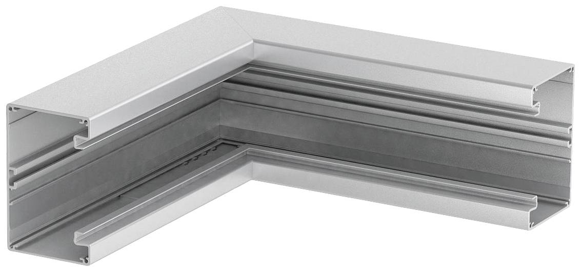 Aluminiumprofil in L-Form, silberfarben, mit Nuten zur Montage. Verwendet für Rahmen oder Kantenbefestigungen in Bauprojekten.
