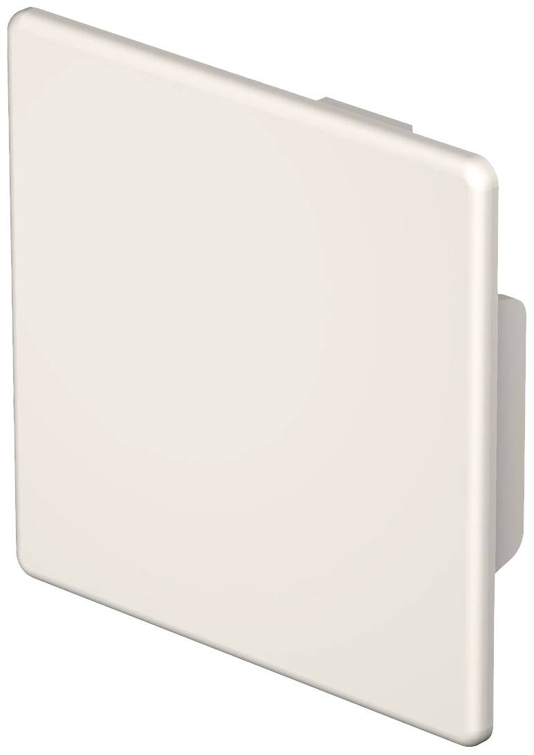 Ein rechteckiger, hellbeiger Abdeckrahmen für eine Wandsteckdose oder einen Lichtschalter, in leichter Winkelansicht dargestellt.