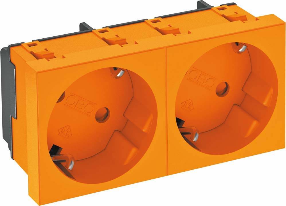 OBO Bettermann 6120104 Geräteeinsatz Steckdose (B x H x T) 90 x 45 x 42 mm 1 St. Orange