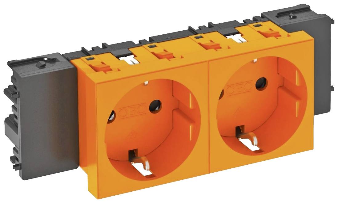 OBO Bettermann 6120364 Geräteeinsatz Steckdose (B x H x T) 131 x 90 x 42mm 1 St. Orange