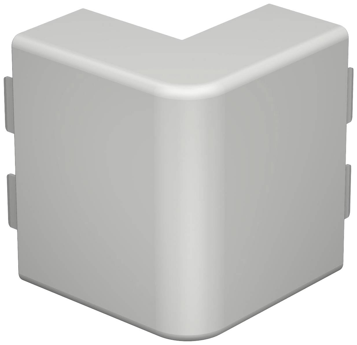 Silberner L-förmiger Metallwinkel mit zwei Befestigungslaschen auf jeder Seite für strukturelle Verbindungen.