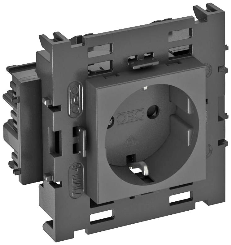 OBO Bettermann 6120420 Geräteeinsatz Steckdose (B x H x T) 86 x 76 x 42mm 1 St. Grau
