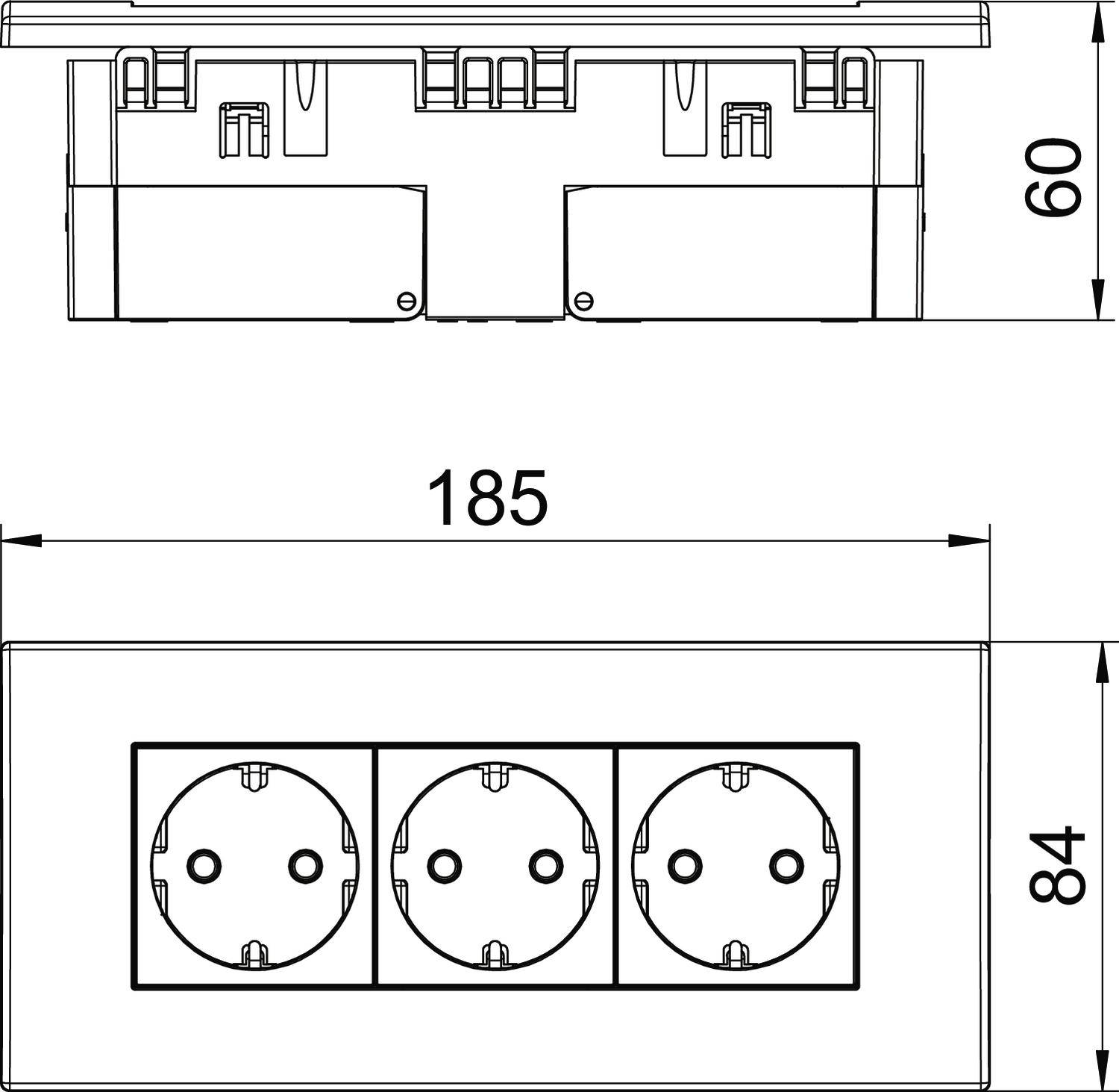 OBO Bettermann 6119414 Geräteeinsatz Steckdose (B x H x T) 185 x 84 x 60mm 1 St. Weiß