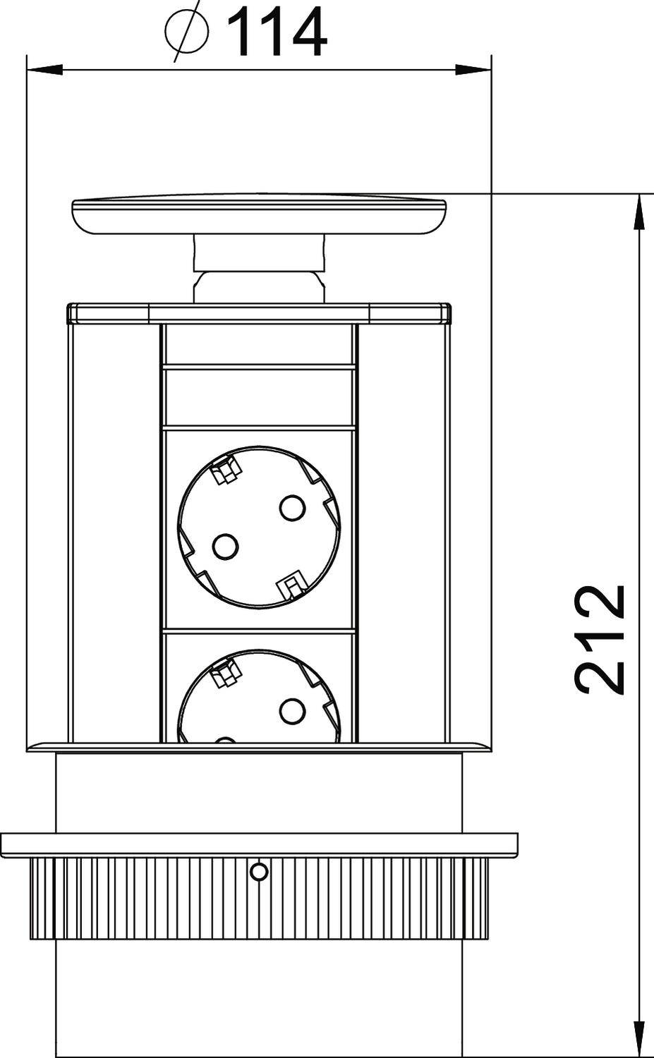 OBO Bettermann 6116858 Tischsteckdose Stahl, Schwarz Schutzkontakt