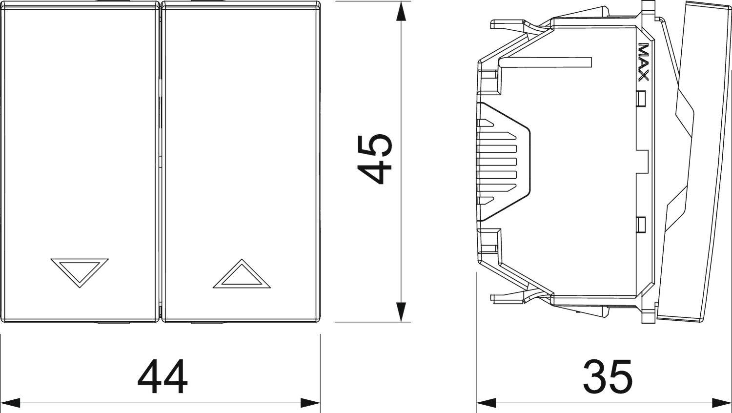 OBO Bettermann 6120954 Geräteeinsatz Schalter (B x H x T) 45 x 45 x 36mm 1 St. Aluminium