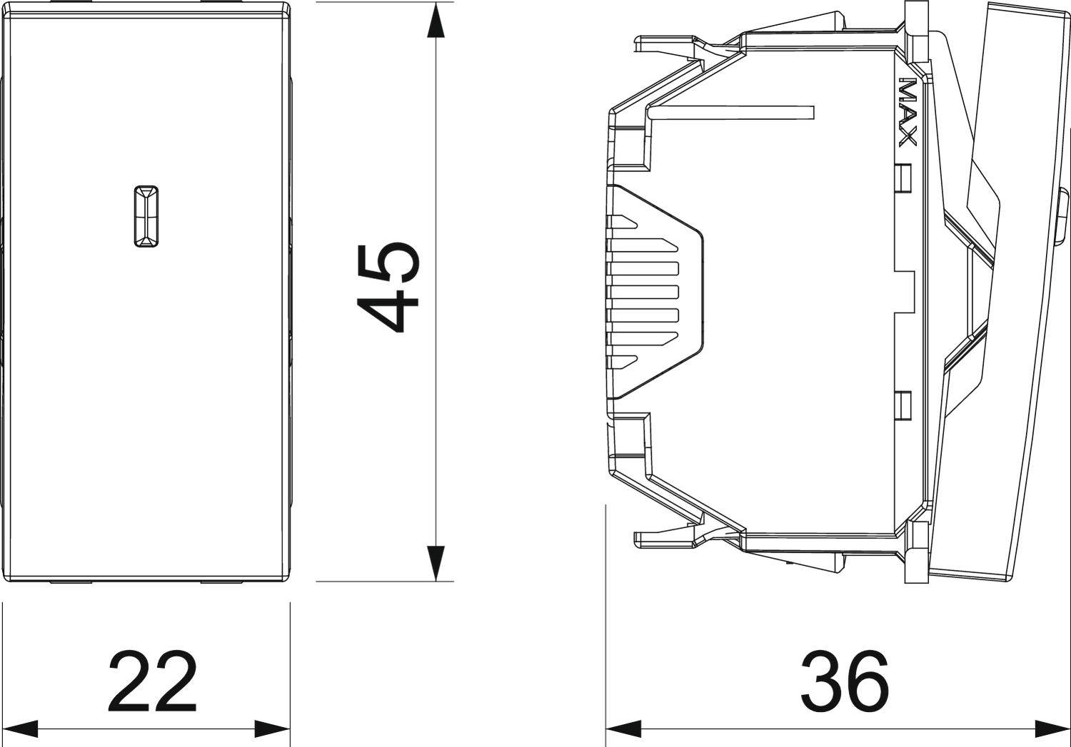 OBO Bettermann 6120930 Geräteeinbaukanal Wechselschalter (B x H x T) 22 x 45 x 36mm 1 St. Aluminium